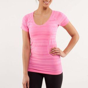 Lululemon run swiftly tech pink v-neck 8